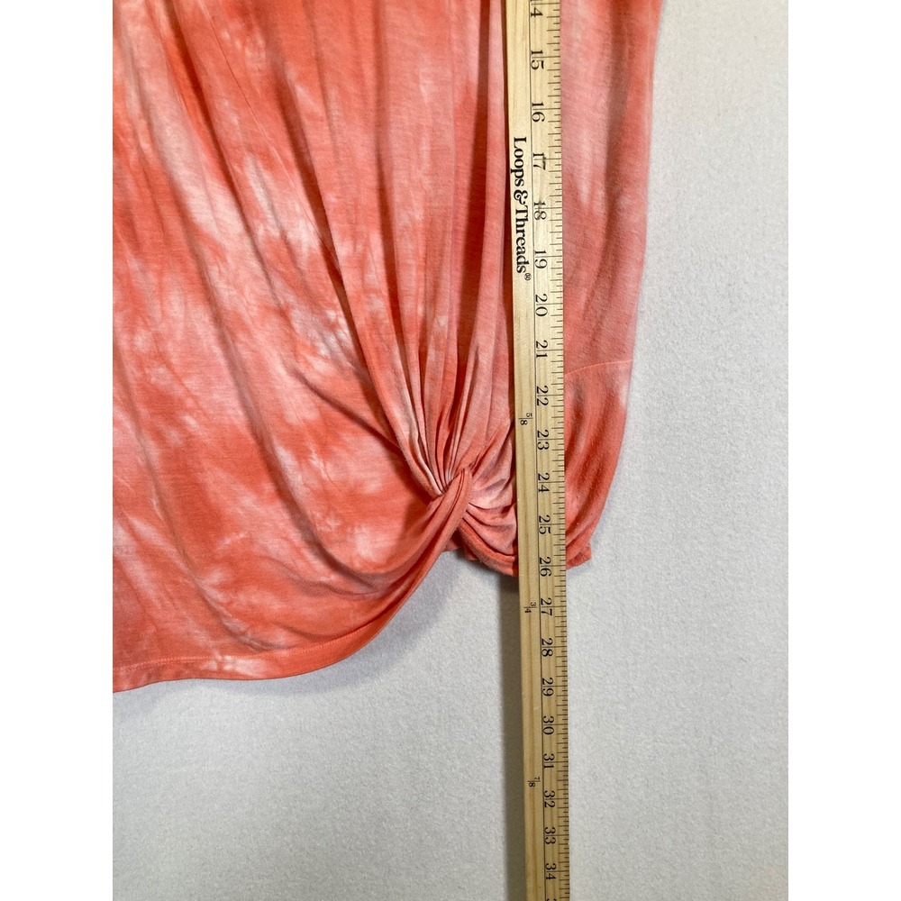 Boho Sahalie Womens Medium Coral Tie Dye Side Knot Front Twist Dolman Tee Shirt - Picture 5 of 9